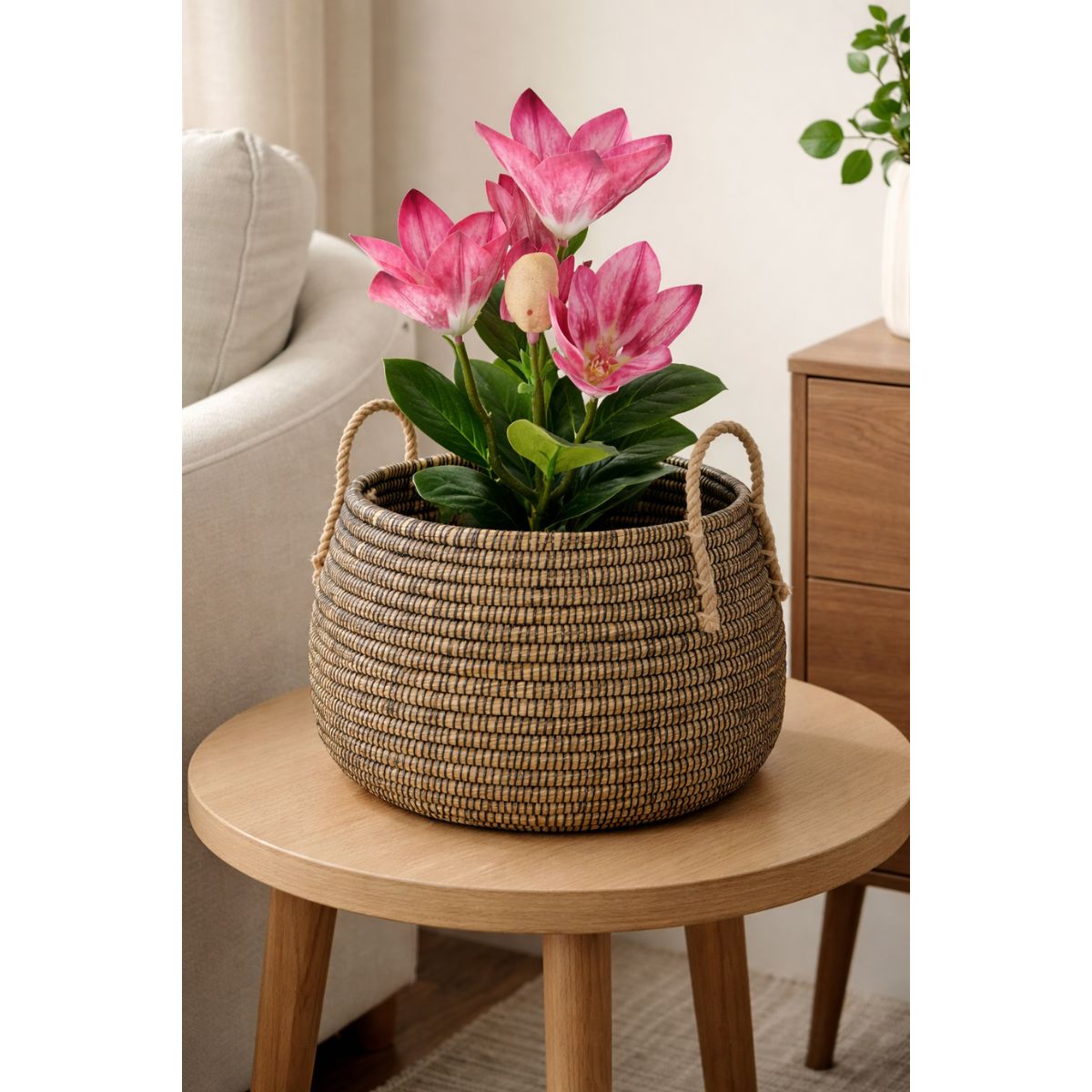 Ramo de flores artificiales de magnolia de 59 cm con tacto realista