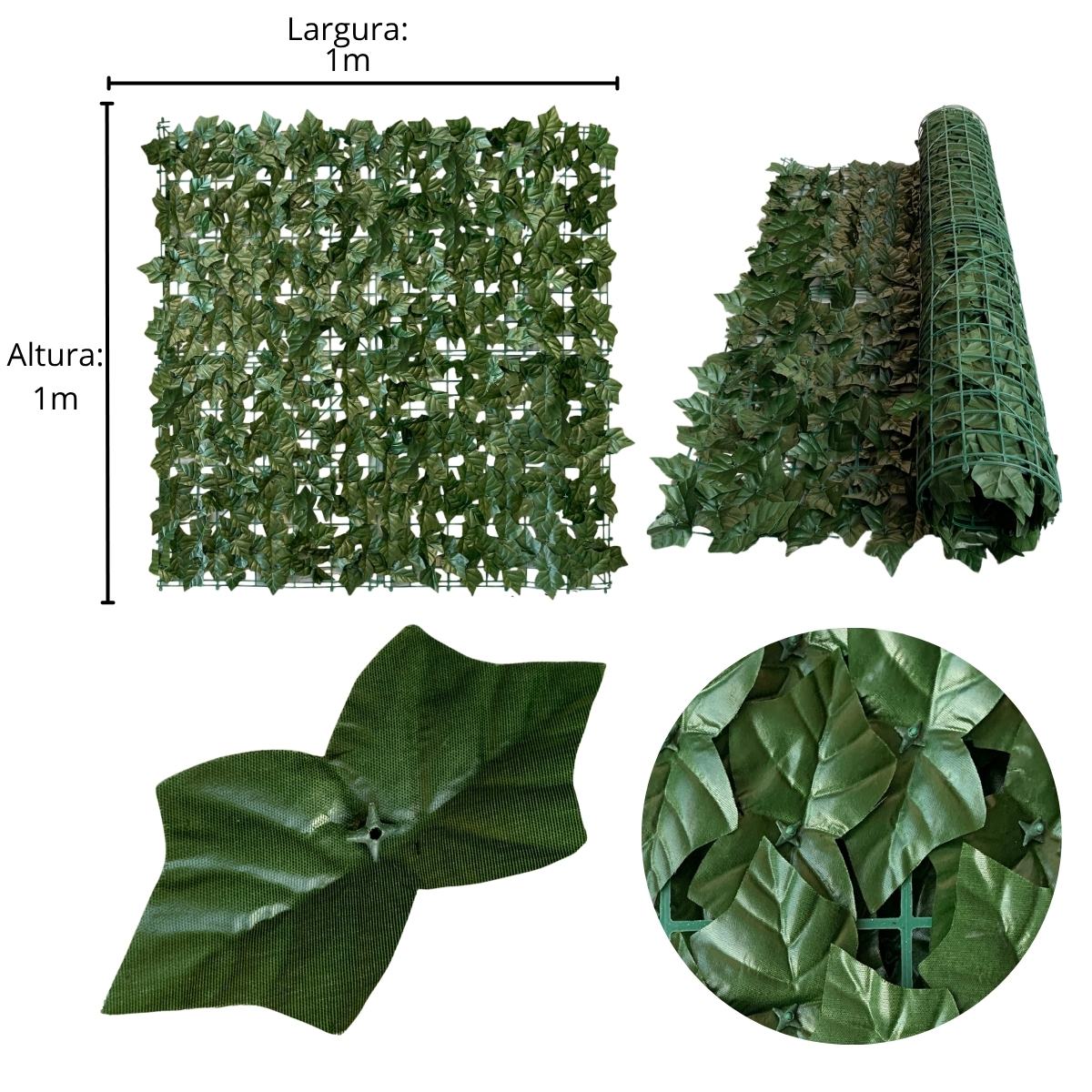 Panel de follaje de hiedra artificial para jardines verticales, muros de setos y pantallas de privacidad (100 x 100 cm)