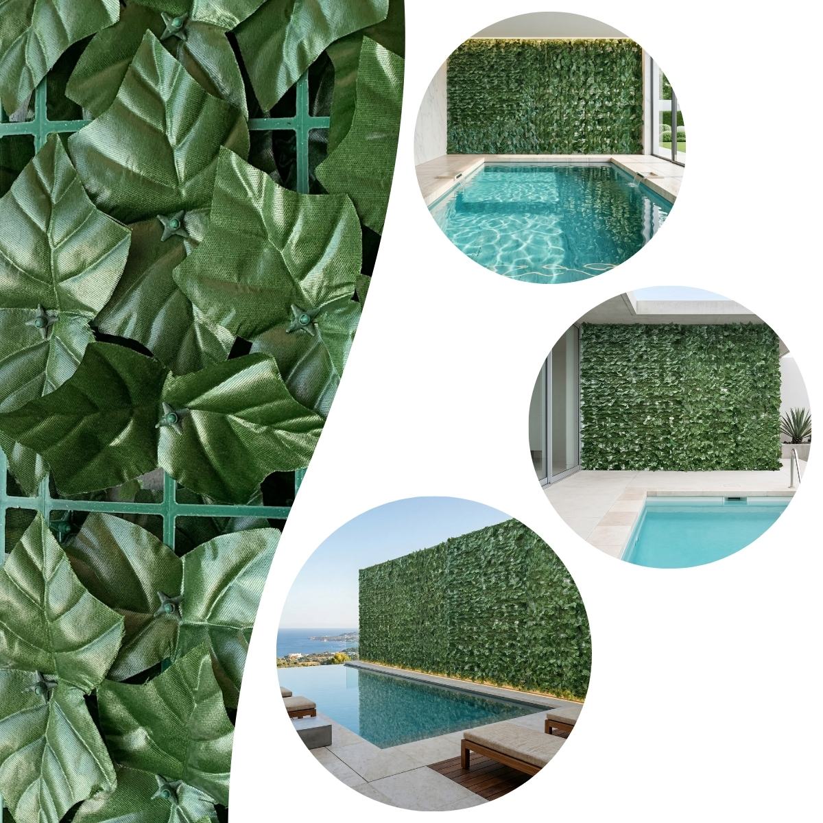 Panel de follaje de hiedra artificial para jardines verticales, muros de setos y pantallas de privacidad (100 x 100 cm)