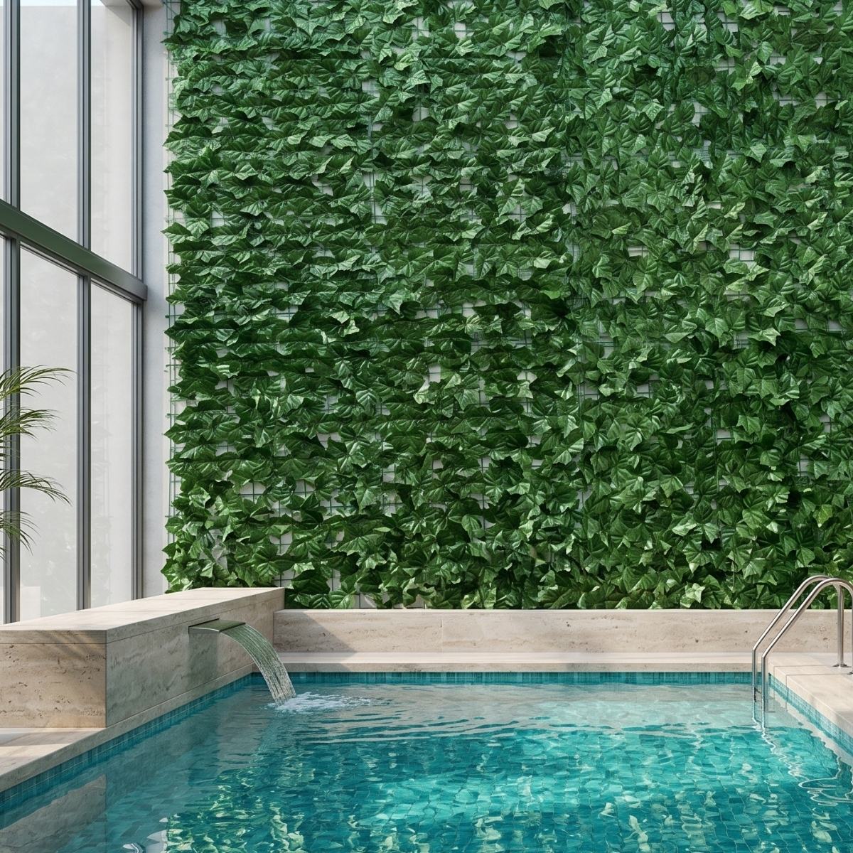 Panel de follaje de hiedra artificial para jardines verticales, muros de setos y pantallas de privacidad (100 x 100 cm)