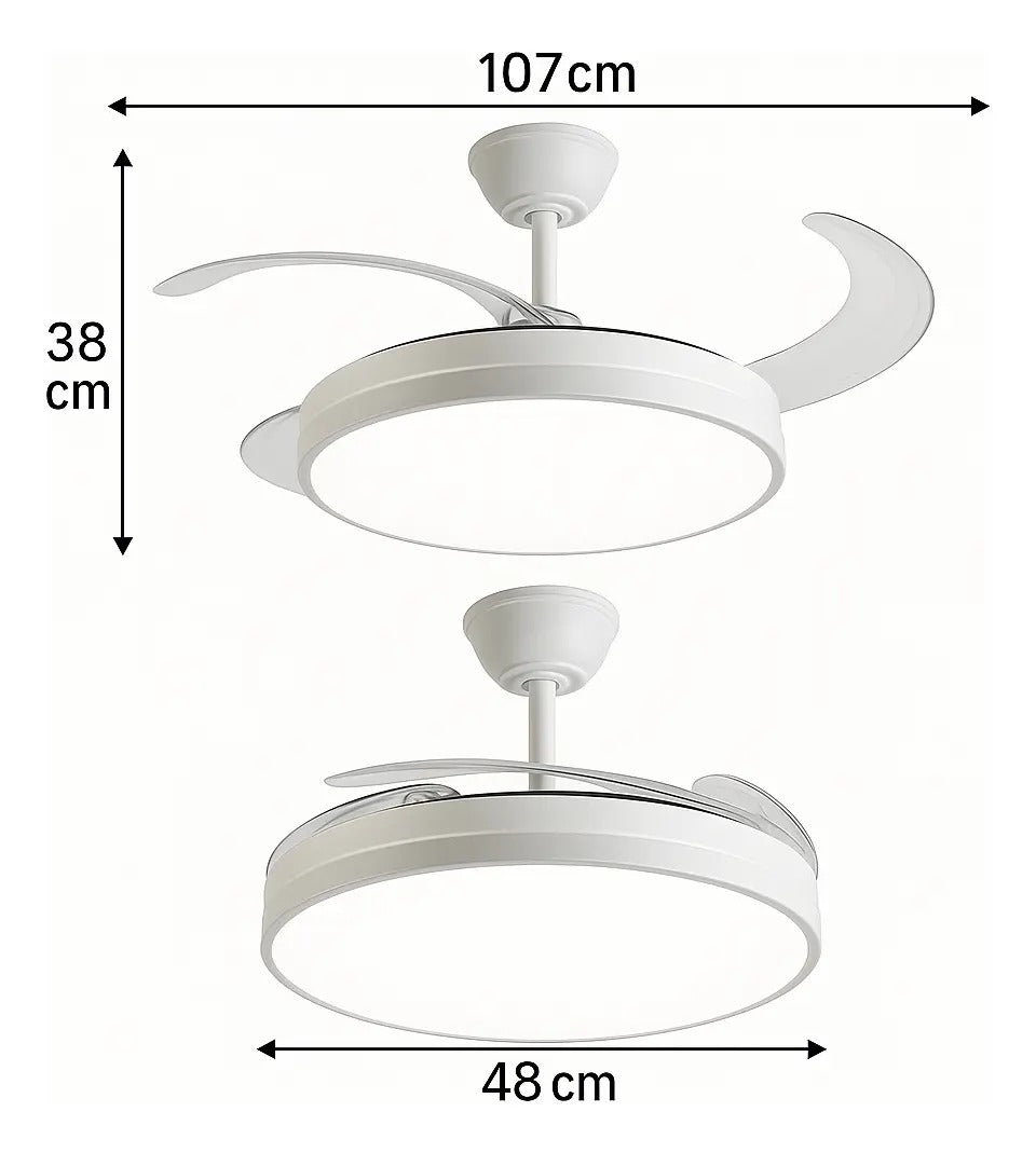 Ventilador de Techo con Lámpara LED Retráctil + Control remoto