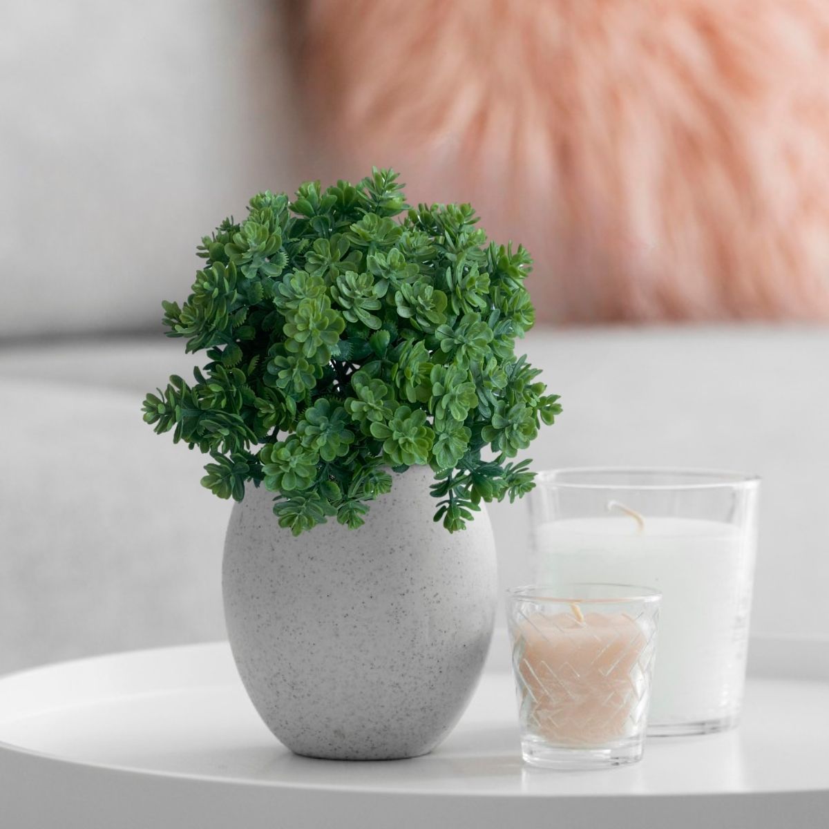 Ramo de tallos con follaje de suculentas artificiales (21 cm) – Planta artificial para sala de estar